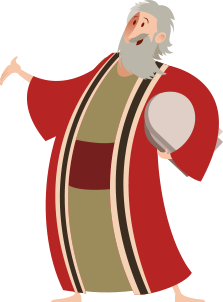 cartoon of Moses holding ten commandments tablets